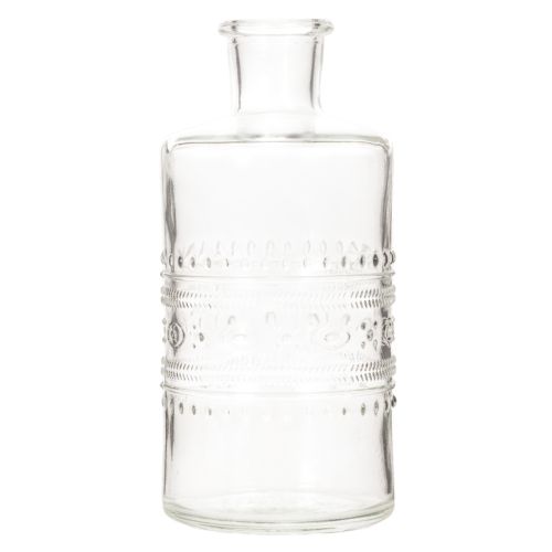 Glassflaske med mønster, sylindrisk, klar, dekorativ vase, 15 cm, 6 stk. | Floristik24.no