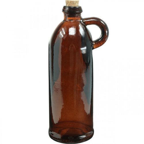 Floristik24 Glassflaske vintage med kork og håndtak brun Ø7,5 cm H22cm