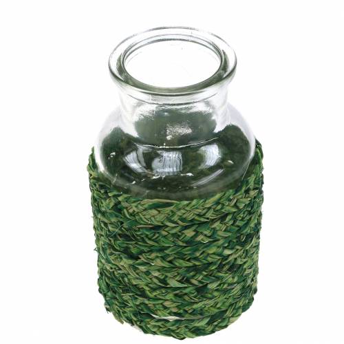 Floristik24 Deco flaskeglass med raffia grønn H10cm 4stk