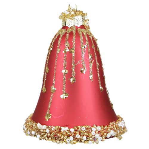 Floristik24 Glassklokke Juleklokker rødt gull Ø6,5cm H8,5cm 2stk