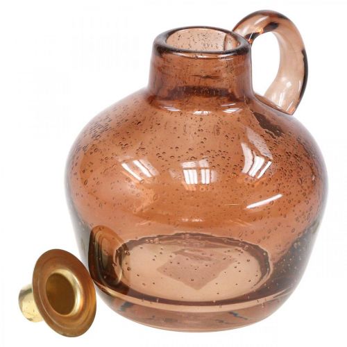 gjenstander Lysestake glassstang stearinlys brunt dekorativt kanneglass H15,5cm