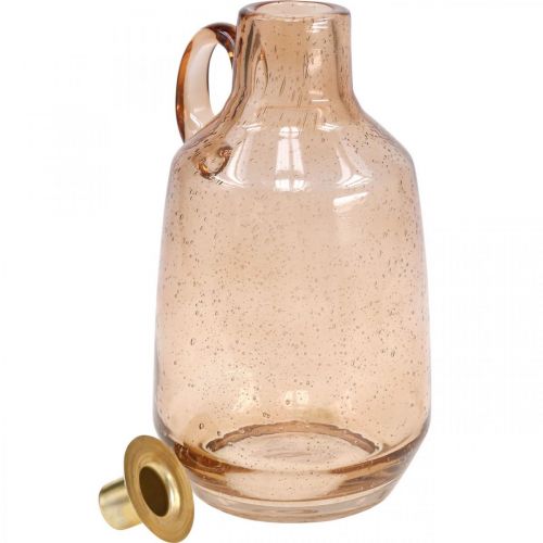 Floristik24 Lysestake Glass Lys Lysebrunt Glass Deco H22cm