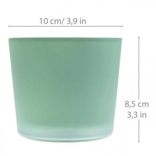 gjenstander Blomsterpotte i glass grønn plantekasse glassbalje Ø10cm H8,5cm