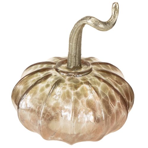 Glassgresskarborddekorasjon, høstgresskar, glass og metall, 14 cm høy, 2 stk.