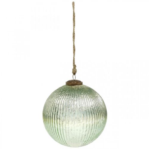 Floristik24 Julekuleglass stort for oppheng av grønn, gylden vintage Ø20cm