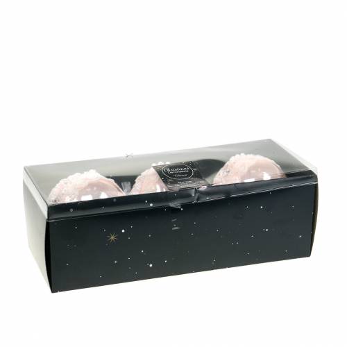 Floristik24 Glasskule rosa med blonder og perler 3stk