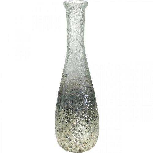 Floristik24 Blomstervase av glass, bordvase tofarget ekte glass klar, sølv H30cm