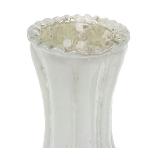Floristik24 Glassvase bonde sølv hvit H11cm 6stk