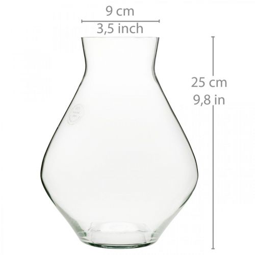Floristik24 Blomstervase glass løgformet glassvase klar dekorativ vase Ø20cm H25cm