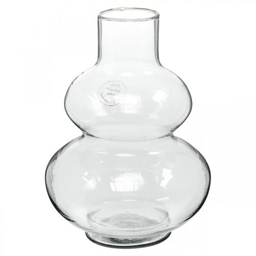 gjenstander Glassvase rund blomstervase dekorativ vase klart glass Ø16cm H23cm