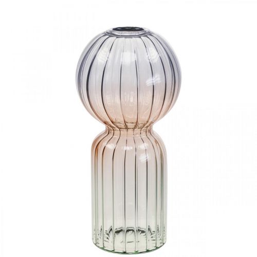 Glass Vase Deco Vase Blå Brun Klar Mini Vase Ø8cm H17cm