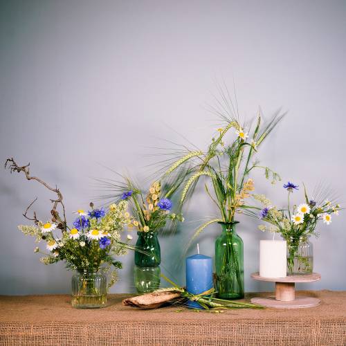 Floristik24 Vase glassflaske gul, grønn H19cm 2stk