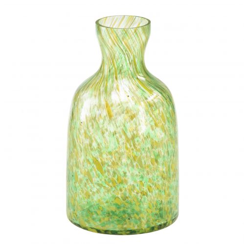 Glassvase glass dekorativ blomstervase grønn gul Ø10cm H18cm
