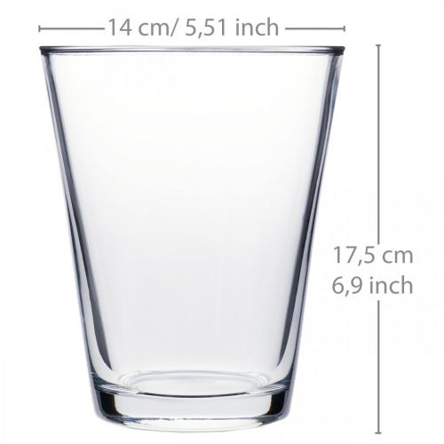 gjenstander Glass Vase Konisk Klar Ø14cm H17,5cm
