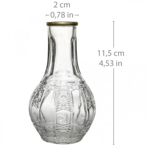Floristik24 Glassvase krystalllook, blomstervase med gullkant Ø6,5 cm H11,5 cm
