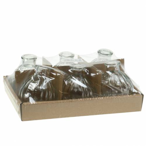 Floristik24 Dekorativ glassvase med riller Ø6,8cm H7,7cm 6 stk