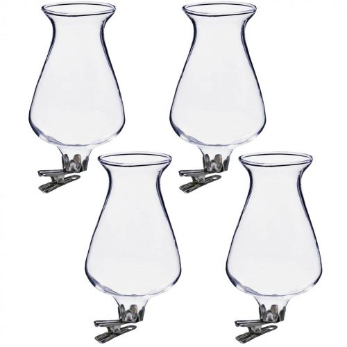 Floristik24 Glassvase tulipan med klips Ø5,9cm H11cm klar 4stk