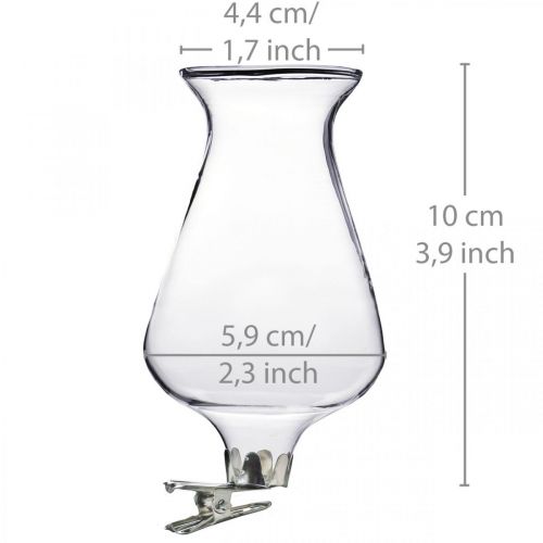Floristik24 Glassvase tulipan med klips Ø5,9cm H11cm klar 4stk