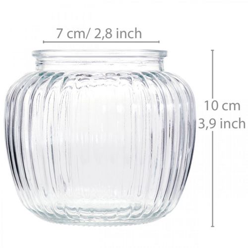 Floristik24 Vase i ribbet glass Ø11cm H10cm