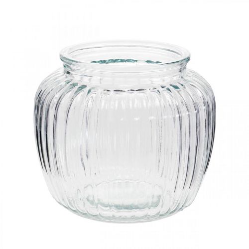 Floristik24 Vase i ribbet glass Ø11cm H10cm
