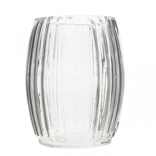 Floristik24 Glassvase med riller, klarglasslykt H15cm Ø11,5cm
