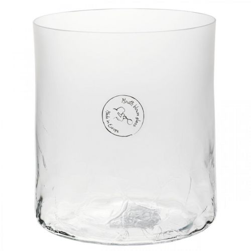 Floristik24 Sylindrisk glassvase Crackle clear, satined Ø13cm H13.5cm