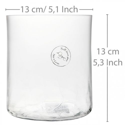 Floristik24 Sylindrisk glassvase Crackle clear, satined Ø13cm H13.5cm