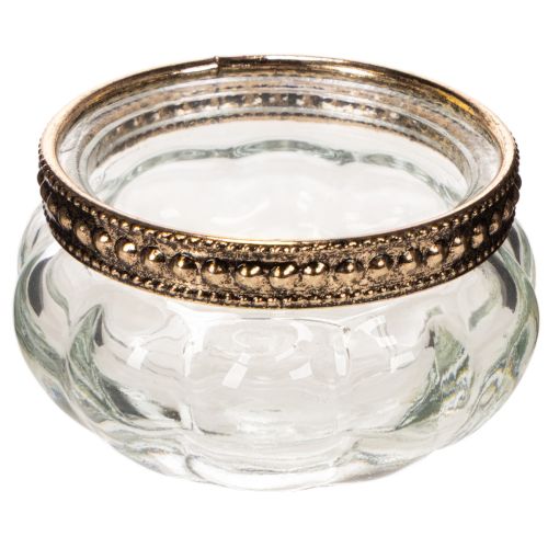Telysholdere i glass med dekorativ metallkant, 6 cm, 4 stk. kjøpe | Floristik24.no