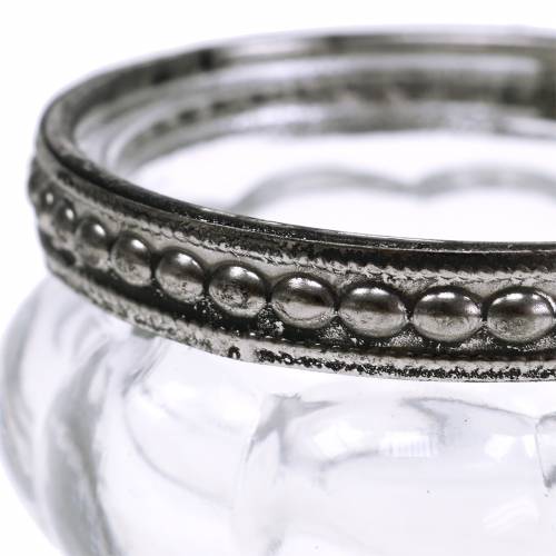 Floristik24 Telysglass antikk med metallkant Ø6cm H3,5cm