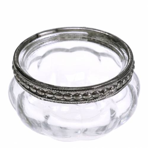 Floristik24 Telysglass antikk med metallkant Ø6cm H3,5cm