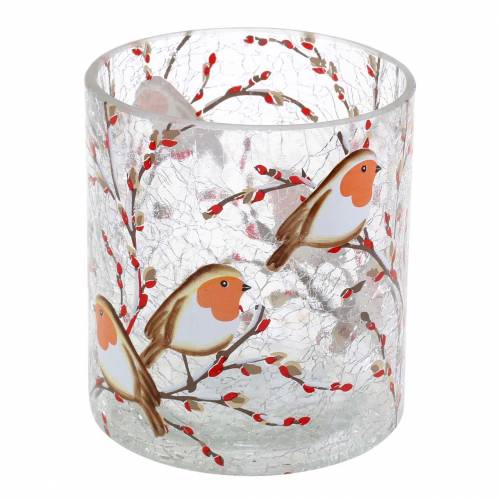 Floristik24 Lantern Robin Crackle Klar Ø9cm H10cm