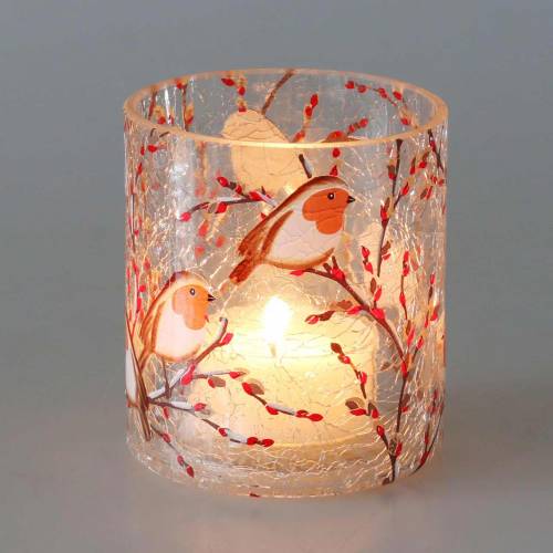 Floristik24 Lantern Robin Crackle Klar Ø9cm H10cm