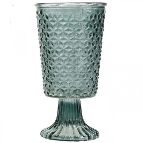 Floristik24 Lykt med fot, koppeglass, dekorasjonsglass grå Ø10cm H18,5cm