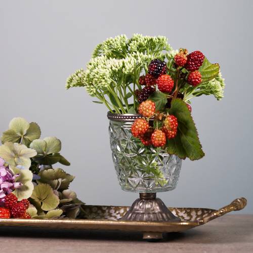 Floristik24 Glasslykt på den antikke sokkelen med metallkant Ø9cm H13,5cm