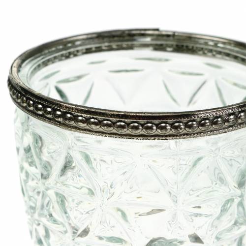 Floristik24 Glasslykt på den antikke sokkelen med metallkant Ø9cm H13,5cm