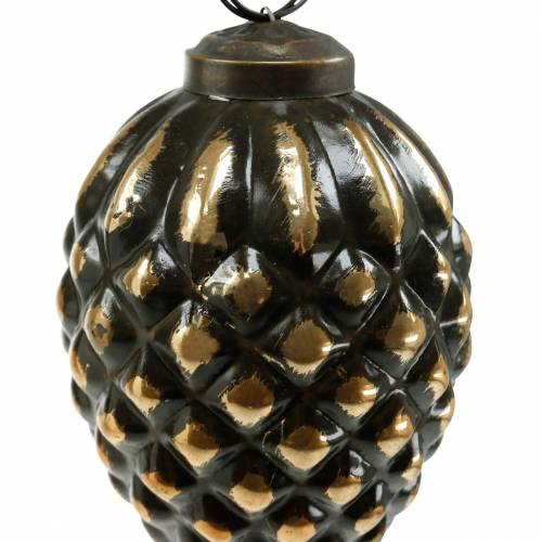 Floristik24 Eikenøtter og kongler til å henge brunt, gyldent glass 8,5cm 3stk i sett