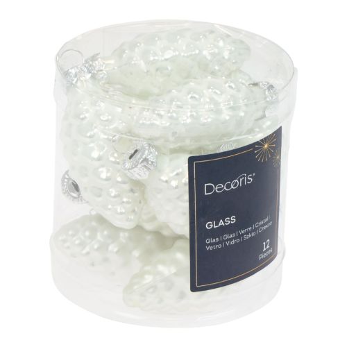 Floristik24 Glasskongler julepynt glass hvit Ø2,5cm 6cm 10stk