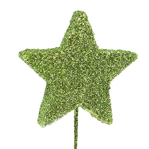Glimmer stjerner grønn 4cm på tråd 60stk