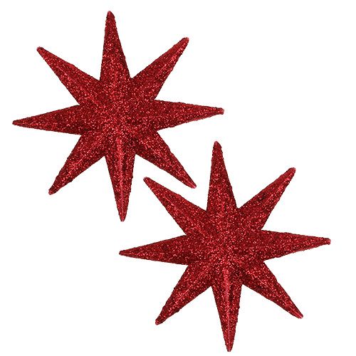 gjenstander Glitter stjerne rød Ø10cm 12stk