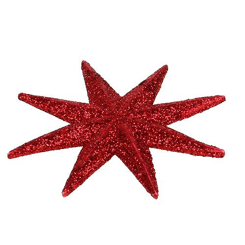 gjenstander Glitter stjerne rød Ø10cm 12stk