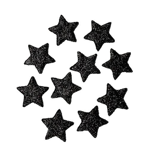 Glitter stjerne svart 2,5cm 100stk