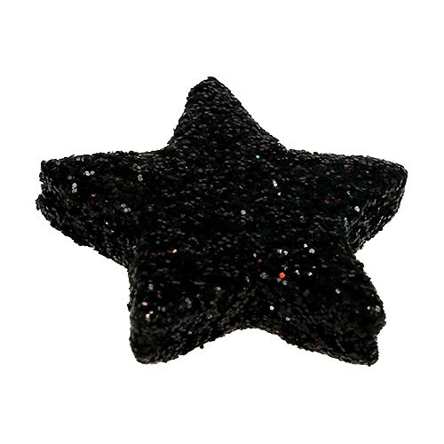 Floristik24 Glitter stjerne svart 2,5cm 100stk