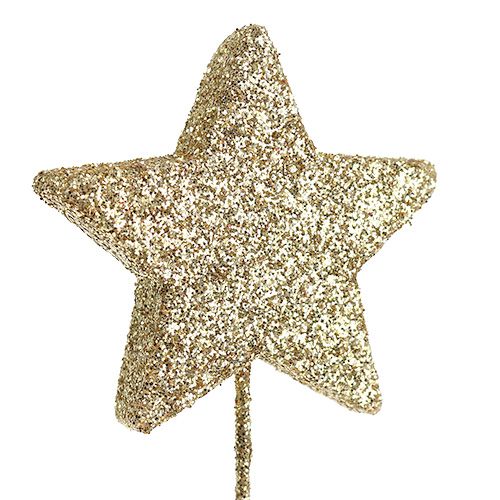 gjenstander Glitterstjerne på tråd 4cm gull 60stk