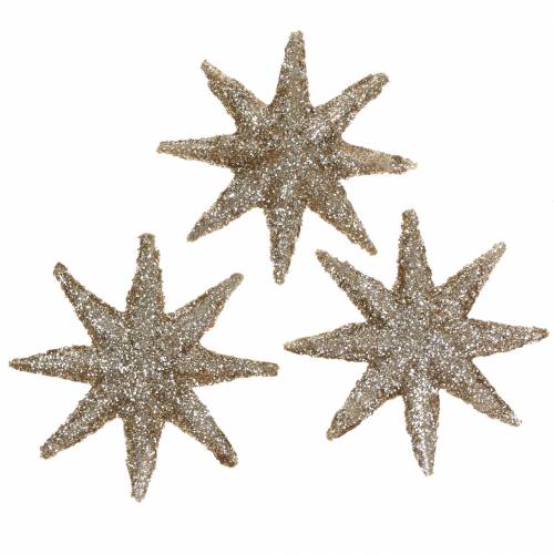Floristik24 Dekorativ stjerneglitter champagne 5cm 20 stk