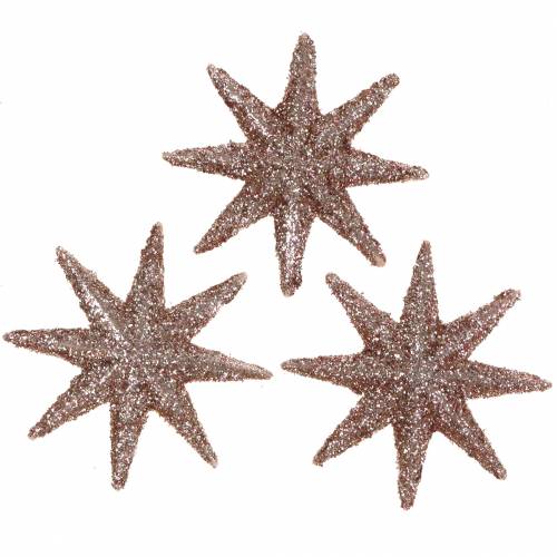 Floristik24 Stjerneglitter rosa gull 5cm 20 stk