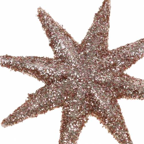 Floristik24 Stjerneglitter rosa gull 5cm 20 stk