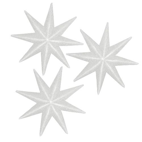 Floristik24 Glitter stjernehvit 10cm 12stk