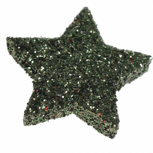 gjenstander Stjerneglittergrønn 2,5cm 48stk