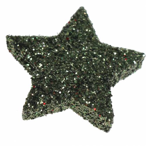 Floristik24 Stjerne glittergrønn 2,5cm 48 stk