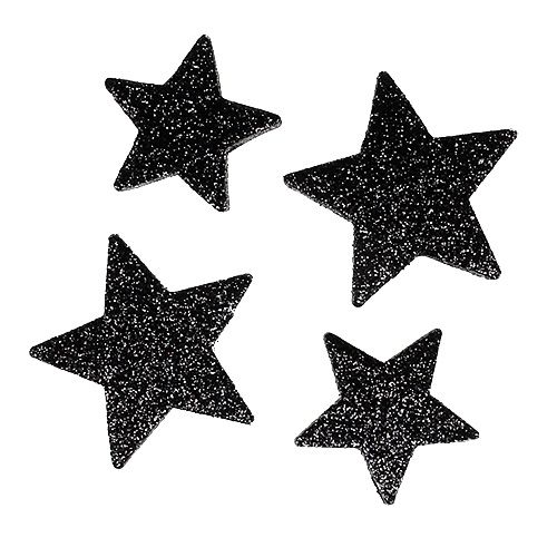 Floristik24 Glitterstjerner svart 4-5cm 40stk